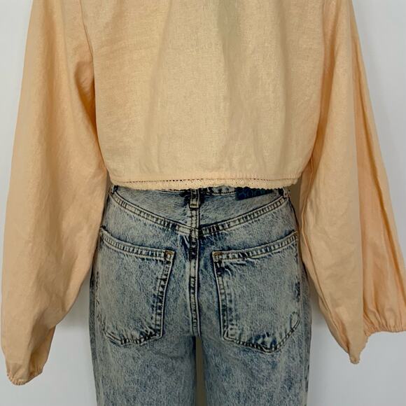 The Shore Brand Linen Tie Front Cropped Top Peach Parfait XL NWT - Picture 8 of 11